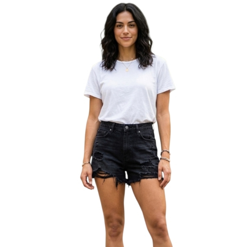 Vibrant M.I.U.‎ Distressed Cutoff Black Shorts Size Large